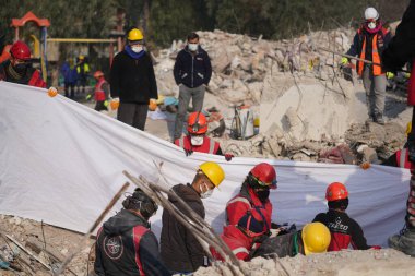 Antakya, Hatay, Türkiye - 13 Şubat 2023: Türkiye Depremi, Kahramanmaras, Gaziantep, Adana, Hatay, Adiyaman Şubat 2023, Deprem Sahneleri
