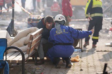 Antakya, Hatay, Türkiye - 13 Şubat 2023: Türkiye Depremi, Kahramanmaras, Gaziantep, Adana, Hatay, Adiyaman Şubat 2023, Deprem Sahneleri