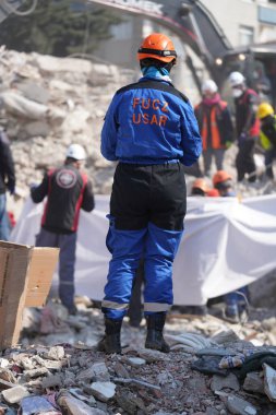 Antakya, Hatay, Türkiye - 13 Şubat 2023: Türkiye Depremi, Kahramanmaras, Gaziantep, Adana, Hatay, Adiyaman Şubat 2023, Deprem Sahneleri