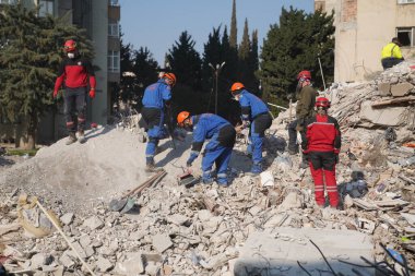 Antakya, Hatay, Türkiye - 13 Şubat 2023: Türkiye Depremi, Kahramanmaras, Gaziantep, Adana, Hatay, Adiyaman Şubat 2023, Deprem Sahneleri