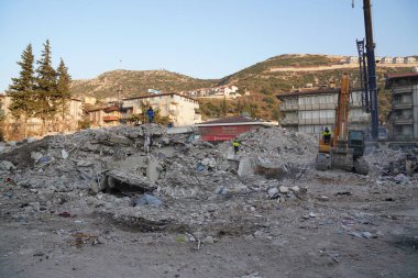 Antakya, Hatay, Türkiye - 13 Şubat 2023: Türkiye Depremi, Kahramanmaras, Gaziantep, Adana, Hatay, Adiyaman Şubat 2023, Deprem Sahneleri