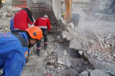 Antakya, Hatay, Türkiye - 13 Şubat 2023: Türkiye Depremi, Kahramanmaras, Gaziantep, Adana, Hatay, Adiyaman Şubat 2023, Deprem Sahneleri