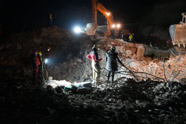 Antakya, Hatay, Türkiye - 13 Şubat 2023: Türkiye Depremi, Kahramanmaras, Gaziantep, Adana, Hatay, Adiyaman Şubat 2023, Deprem Sahneleri