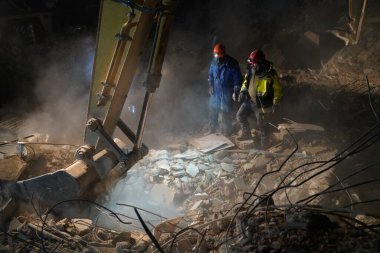 Antakya, Hatay, Türkiye - 13 Şubat 2023: Türkiye Depremi, Kahramanmaras, Gaziantep, Adana, Hatay, Adiyaman Şubat 2023, Deprem Sahneleri