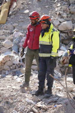 Antakya, Hatay, Türkiye - 14 Şubat 2023: Türkiye Depremi, Kahramanmaras, Gaziantep, Adana, Hatay, Adiyaman Şubat 2023, Deprem Sahneleri