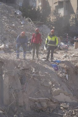 Antakya, Hatay, Türkiye - 14 Şubat 2023: Türkiye Depremi, Kahramanmaras, Gaziantep, Adana, Hatay, Adiyaman Şubat 2023, Deprem Sahneleri