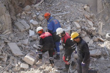 Antakya, Hatay, Türkiye - 14 Şubat 2023: Türkiye Depremi, Kahramanmaras, Gaziantep, Adana, Hatay, Adiyaman Şubat 2023, Deprem Sahneleri