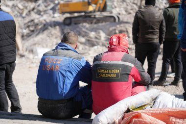 Antakya, Hatay, Türkiye - 14 Şubat 2023: Türkiye Depremi, Kahramanmaras, Gaziantep, Adana, Hatay, Adiyaman Şubat 2023, Deprem Sahneleri
