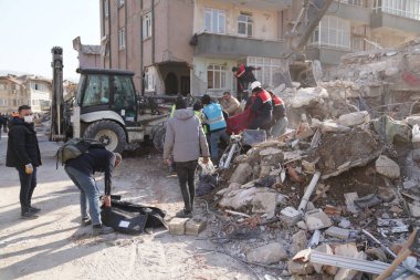 Antakya, Hatay, Türkiye - 14 Şubat 2023: Türkiye Depremi, Kahramanmaras, Gaziantep, Adana, Hatay, Adiyaman Şubat 2023, Deprem Sahneleri
