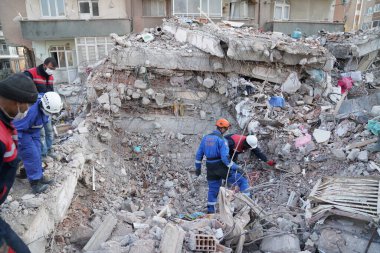 Antakya, Hatay, Türkiye - 14 Şubat 2023: Türkiye Depremi, Kahramanmaras, Gaziantep, Adana, Hatay, Adiyaman Şubat 2023, Deprem Sahneleri