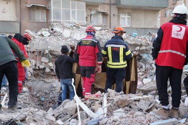 Antakya, Hatay, Türkiye - 14 Şubat 2023: Türkiye Depremi, Kahramanmaras, Gaziantep, Adana, Hatay, Adiyaman Şubat 2023, Deprem Sahneleri
