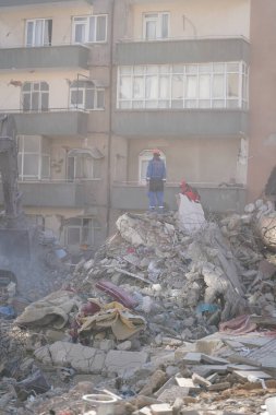 Antakya, Hatay, Türkiye - 15 Şubat 2023: Türkiye Depremi, Kahramanmaras, Gaziantep, Adana, Hatay, Adiyaman Şubat 2023, Deprem Sahneleri
