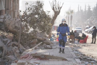 Antakya, Hatay, Türkiye - 15 Şubat 2023: Türkiye Depremi, Kahramanmaras, Gaziantep, Adana, Hatay, Adiyaman Şubat 2023, Deprem Sahneleri