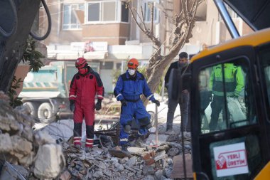 Antakya, Hatay, Türkiye - 15 Şubat 2023: Türkiye Depremi, Kahramanmaras, Gaziantep, Adana, Hatay, Adiyaman Şubat 2023, Deprem Sahneleri