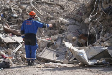 Antakya, Hatay, Türkiye - 15 Şubat 2023: Türkiye Depremi, Kahramanmaras, Gaziantep, Adana, Hatay, Adiyaman Şubat 2023, Deprem Sahneleri