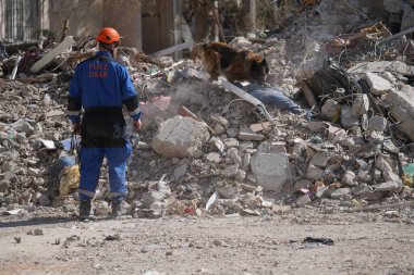 Antakya, Hatay, Türkiye - 15 Şubat 2023: Türkiye Depremi, Kahramanmaras, Gaziantep, Adana, Hatay, Adiyaman Şubat 2023, Deprem Sahneleri