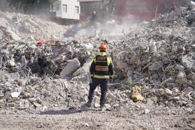 Antakya, Hatay, Türkiye - 15 Şubat 2023: Türkiye Depremi, Kahramanmaras, Gaziantep, Adana, Hatay, Adiyaman Şubat 2023, Deprem Sahneleri