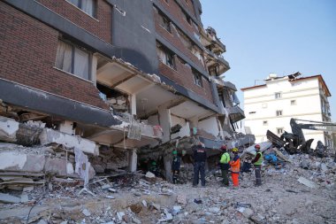 Antakya, Hatay, Türkiye - 16 Şubat 2023: Türkiye Depremi, Kahramanmaras, Gaziantep, Adana, Hatay, Adiyaman Şubat 2023, Deprem Sahneleri