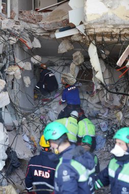 Antakya, Hatay, Türkiye - 16 Şubat 2023: Türkiye Depremi, Kahramanmaras, Gaziantep, Adana, Hatay, Adiyaman Şubat 2023, Deprem Sahneleri