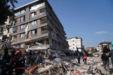 Antakya, Hatay, Türkiye - 16 Şubat 2023: Türkiye Depremi, Kahramanmaras, Gaziantep, Adana, Hatay, Adiyaman Şubat 2023, Deprem Sahneleri