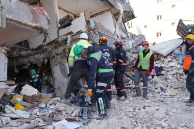 Antakya, Hatay, Türkiye - 16 Şubat 2023: Türkiye Depremi, Kahramanmaras, Gaziantep, Adana, Hatay, Adiyaman Şubat 2023, Deprem Sahneleri