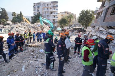 Antakya, Hatay, Türkiye - 16 Şubat 2023: Türkiye Depremi, Kahramanmaras, Gaziantep, Adana, Hatay, Adiyaman Şubat 2023, Deprem Sahneleri
