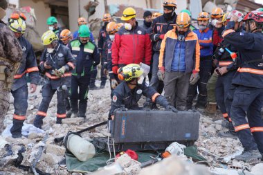 Antakya, Hatay, Türkiye - 16 Şubat 2023: Türkiye Depremi, Kahramanmaras, Gaziantep, Adana, Hatay, Adiyaman Şubat 2023, Deprem Sahneleri