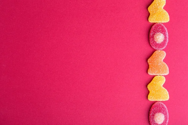 Jelly Easter Snoepjes Vorm Van Konijntje Oranje Rode Gele Kleuren — Stockfoto