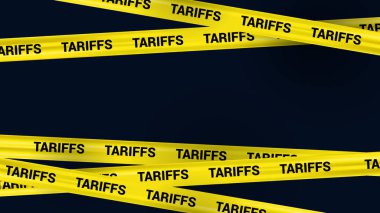 Sarı Çizgili Uyarı Tarife Haberleri Vektör Bayrağı, Karanlık Arkaplanda Sözcük Tarifesi Vergisi ile Gerçekçi Geçiştirilmiş Kaset, Risk Sınırı