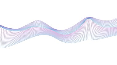 Soyut Dalga Çizgileri Holografik Dalga Biçimi Fütüristik İzole Edilmiş Vektör Tasarım Elemanı 3d Arkaplan. Mor ve Mavi Gökkuşağı Dinamik Akışkan Şekiller