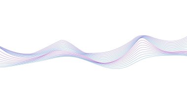 Soyut Dalga Çizgileri Holografik Dalga Biçimi Fütüristik İzole Edilmiş Vektör Tasarım Elemanı 3d Arkaplan. Mor ve Mavi Gökkuşağı Dinamik Akışkan Şekiller