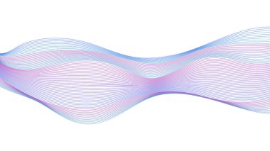 Soyut Dalga Çizgileri Holografik Dalga Biçimi Fütüristik İzole Edilmiş Vektör Tasarım Elemanı 3d Arkaplan. Mor ve Mavi Gökkuşağı Dinamik Akışkan Şekiller