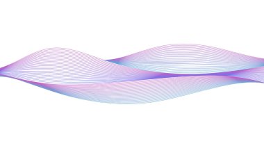 Soyut Dalga Çizgileri Holografik Dalga Biçimi Fütüristik İzole Edilmiş Vektör Tasarım Elemanı 3d Arkaplan. Mor ve Mavi Gökkuşağı Dinamik Akışkan Şekiller