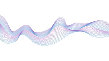 Soyut Dalga Çizgileri Holografik Dalga Biçimi Fütüristik İzole Edilmiş Vektör Tasarım Elemanı 3d Arkaplan. Mor ve Mavi Gökkuşağı Dinamik Akışkan Şekiller