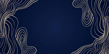 Altın Dalga Sanat Dekoratif Arkaplan, Altın Çizgili Dalgalı Köşe Mavisi Dekoratif Moda Sunumları için Soyut Kıvırcık Arkaplan