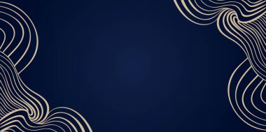 Altın Dalga Sanat Dekoratif Arkaplan, Altın Çizgili Dalgalı Köşe Mavisi Dekoratif Moda Sunumları için Soyut Kıvırcık Arkaplan