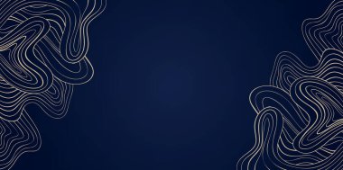 Altın Dalga Sanat Dekoratif Arkaplan, Altın Çizgili Dalgalı Köşe Mavisi Dekoratif Moda Sunumları için Soyut Kıvırcık Arkaplan