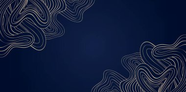 Altın Dalga Sanat Dekoratif Arkaplan, Altın Çizgili Dalgalı Köşe Mavisi Dekoratif Moda Sunumları için Soyut Kıvırcık Arkaplan