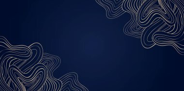 Altın Dalga Sanat Dekoratif Arkaplan, Altın Çizgili Dalgalı Köşe Mavisi Dekoratif Moda Sunumları için Soyut Kıvırcık Arkaplan