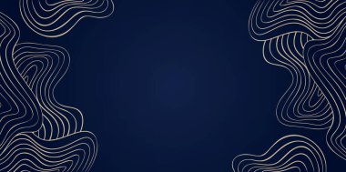 Altın Dalga Sanat Dekoratif Arkaplan, Altın Çizgili Dalgalı Köşe Mavisi Dekoratif Moda Sunumları için Soyut Kıvırcık Arkaplan