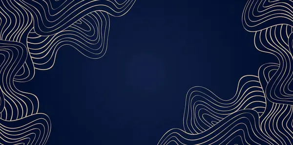 Altın Dalga Sanat Dekoratif Arkaplan, Altın Çizgili Dalgalı Köşe Mavisi Dekoratif Moda Sunumları için Soyut Kıvırcık Arkaplan