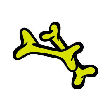 Cadılar Bayramı Kemikleri, Neon Green Yellow Renkleriyle Şirin Çizgi Film. Yapıştırıcı ya da Poster Tasarımı için Ayrı Vektör ResmiComment