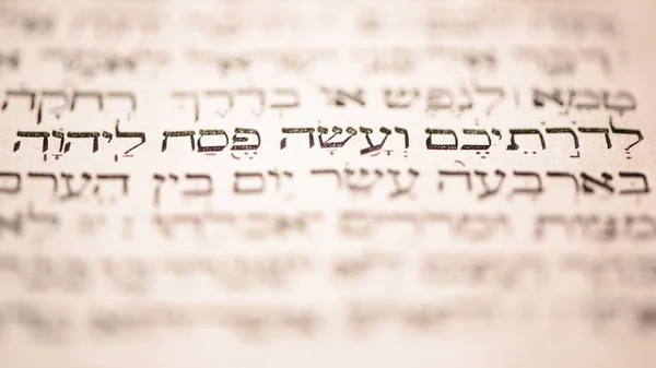 Pagina Vecchio Libro Ebraico Squallido Indossato Torah Focus Selettivo Sul — Foto Stock