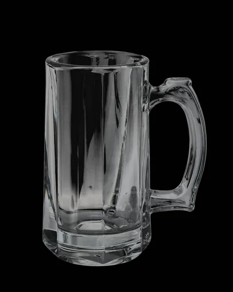 Empty Beer Glass Isolated Black Background Single Beer Mug Toby — Stock Photo, Image