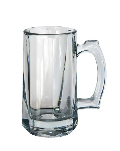 空啤酒杯 白色背景隔离 单杯啤酒或托比酒壶 — 图库照片