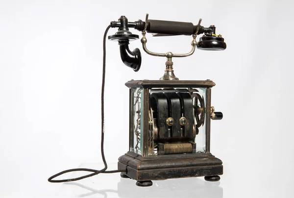 Старый Телефон Изолированный Белый Фон — стоковое фото