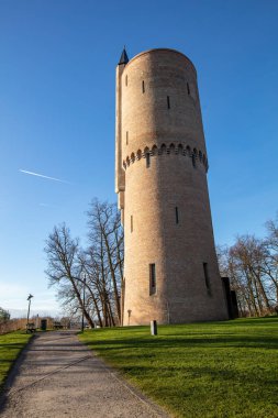 Tarihi şehir merkezi Bruges 'ün (Brugge) klasik manzarası, Batı Flanders, Belçika