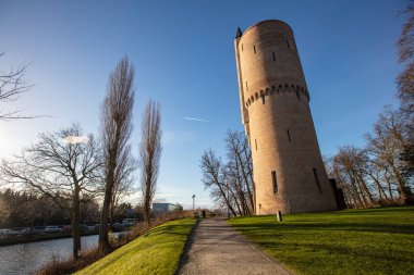 Tarihi şehir merkezi Bruges 'ün (Brugge) klasik manzarası, Batı Flanders, Belçika