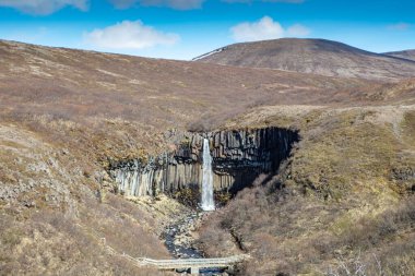 Svartifoss şelalesi İzlanda 'nın güneyinde bazalt sütunlarla çevrili.