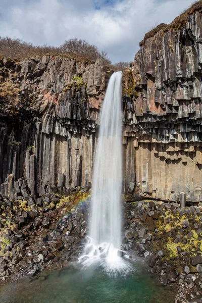 Водоспад Свартіфосс Оточений Базальтовими Колонами Півдні Ісландії — стокове фото